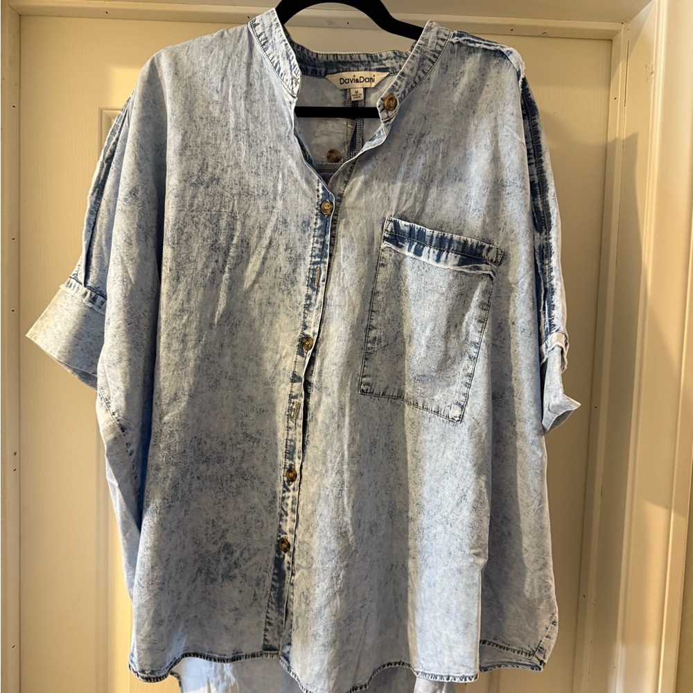 DAVI & DANI Denim Blue Button Down Shirt